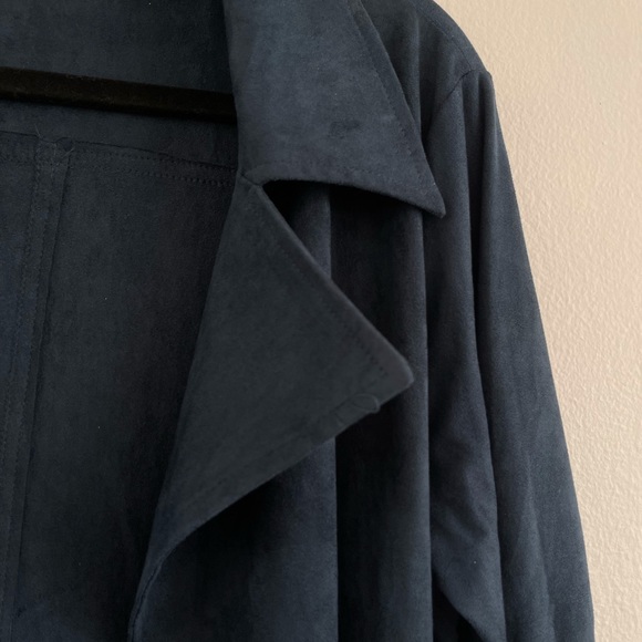 Lulus Marika Dark Teal Suede Trench Coat - Picture 6 of 7